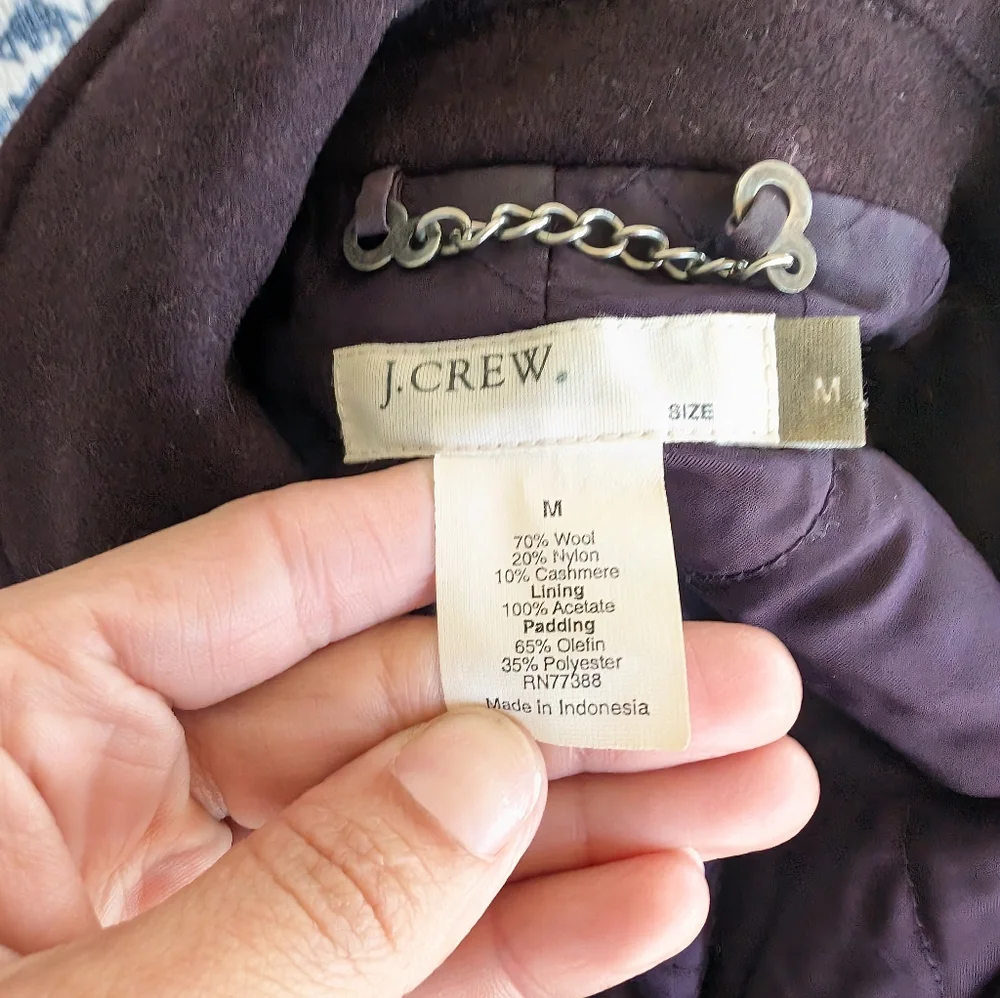 J‎ Crew Peacoat, Jacket, Women’s Medium. Wool, Plum/purple - Picture 6 of 6